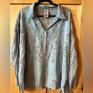 Johnny Was Eyelet Cutout Blouse